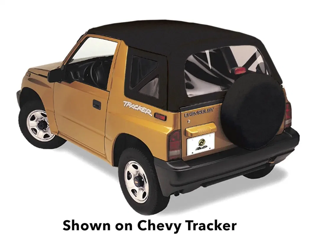 51366-01 – BESTOP Soft Top, Black Fabric With Clear Vinyl Windows Without Sun Roof Use Factory Hardware